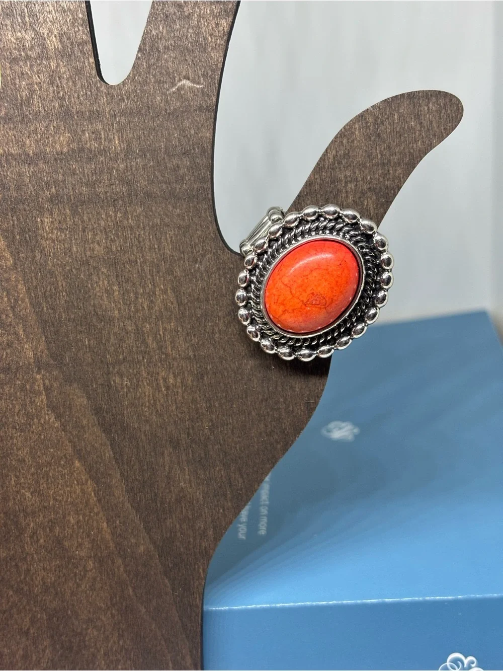 Orange Stone Oval Silver Ring  Papparazzi